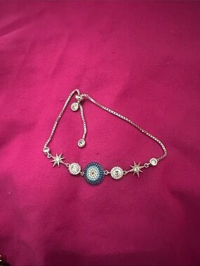925 Silver Blue Starburst Pavé Bracelet - Women's Jewelry-adjustable bolo